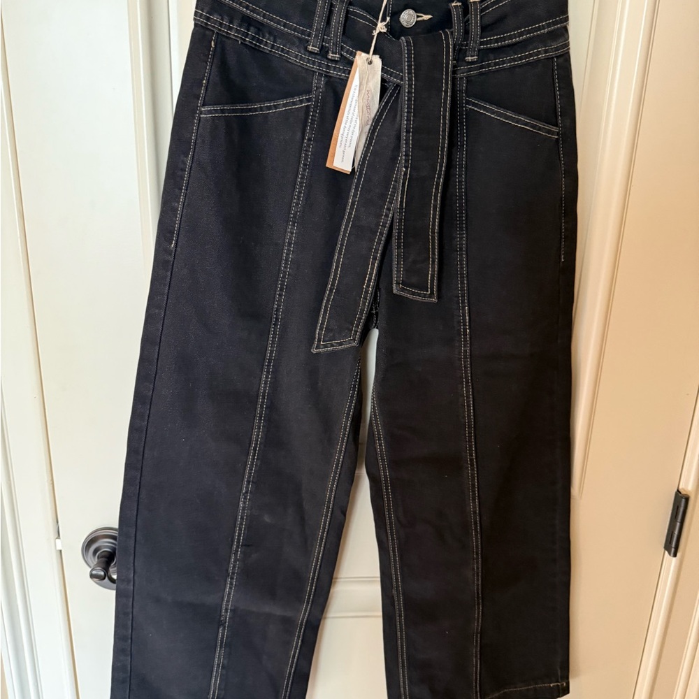 Mustard Seed Black Denim Pants with Contrast Stitching